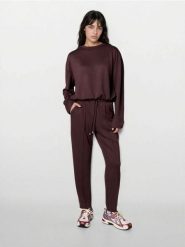 Spodnie cygaretki z dzianiny scuba - brązowy. Brązowe spodnie materiałowe damskie Sinsay, bez wzorów, z dzianiny. Za 49.99 zł.