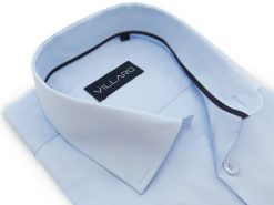 Błękitna koszula z długim rękawem 008. Niebieskie koszule męskie Mmer / Villaro - Koszule męskie, m, bez wzorów, z bawełny, bez kołnierzyka, bez ramiączek. W wyprzedaży za 198.00 zł.