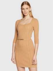 Rinascimento Sukienka dzianinowa CFM0010919003 Brązowy Slim Fit. Brązowe sukienki damskie RINASCIMENTO, l, bez wzorów, z dzianiny, bez kołnierzyka, bez ramiączek. Za 259.99 zł.
