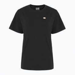 Koszulka damska EA7 Emporio Armani Train Core Lady. Czarne topy sportowe damskie EA7 Emporio Armani, l, bez wzorów, z bawełny, bez ramiączek. Za 199.99 zł.