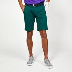 Spodenki do golfa chino męskie Inesis MW500. Zielone szorty męskie INESIS, bez wzorów, z bawełny, sportowe. W wyprzedaży za 49.99 zł.