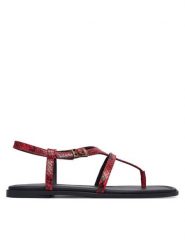 Tommy Hilfiger Sandały Th Buckle FW0FW09514 Czerwony. Czerwone sandały damskie Tommy Hilfiger, bez wzorów, ze skóry, bez obcasa, na płaskiej podeszwie. Za 449.99 zł.