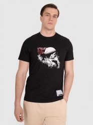 4F T-shirt regular z nadrukiem siatkarskim męski - czarny M. Czarne t-shirty męskie 4f, l, bez wzorów, z bawełny, bez kołnierzyka. Za 69.99 zł.