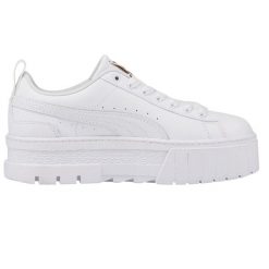 Buty sportowe Puma Mayze Lth Jr. Białe buty sportowe na co dzień damskie Puma, bez wzorów, z materiału, trekkingowe. Za 279.99 zł.