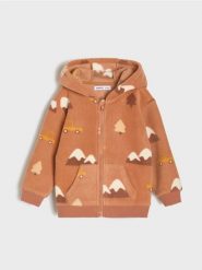 Bluza hoodie ze wzorkiem - brązowy. Brązowe bluzy i bluzki niemowlęce Sinsay, bez wzorów, bez ramiączek, bez kaptura. Za 19.99 zł.