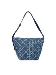 Calvin Klein Torebka Emblem Aop Denim Bucket LV04F3432G Niebieski. Niebieskie torebki klasyczne damskie CALVIN KLEIN, bez wzorów, z denimu, bez dodatków. Za 529.99 zł.
