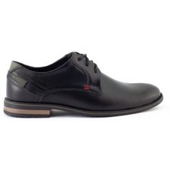 KOMODO Eleganckie buty męskie 859 czarne. Czarne buty wizytowe męskie na jesień, z jeansu, bez zapięcia. Za 362.62 zł.