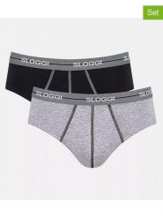 Sloggi Slipy (2 pary) "Start" w kolorze czarno-szarym rozmiar: L. Czarne slipki męskie Sloggi, bez wzorów. Za 39.31 zł.