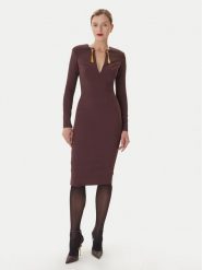 Elisabetta Franchi Sukienka koktajlowa AB-805-57E2-V460 Bordowy Slim Fit. Czerwone sukienki damskie Elisabetta Franchi, bez wzorów, z syntetyku, wizytowe, bez kołnierzyka, bez ramiączek. Za 1,999.00 zł.