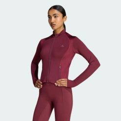 Bluza PrimeLift Essentials Workout Shine Zip. Czerwone bluzy bez kaptura damskie Adidas, uniwersalny, bez wzorów, z elastanu, bez ramiączek, bez kaptura. Za 239.00 zł.