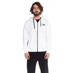 Bluza z kaptur na siłownia na co dzień. Białe bluzy z kapturem męskie LEONE 1947 APPAREL, xl, z bawełny. W wyprzedaży za 179.45 zł.