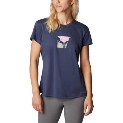 Koszulka sportowa damska Columbia Cirro Ice Graphic SS Crew z krótkim rękawem. Niebieskie bluzki sportowe damskie Columbia, l, bez wzorów, bez ramiączek. Za 269.00 zł.