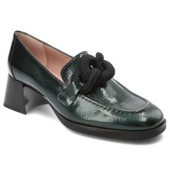 Zielone Półbuty Hispanitas Eleganckie Obuwie Damskie. Zielone półbuty damskie Hispanitas, bez wzorów, ze skóry, biznesowe, bez obcasa, na obcasie. Za 619.00 zł.