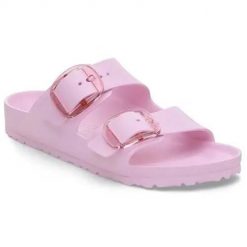 Klapki damskie Birkenstock Arizona. Czerwone klapki damskie Birkenstock, bez wzorów, z materiału, bez obcasa. Za 426.00 zł.