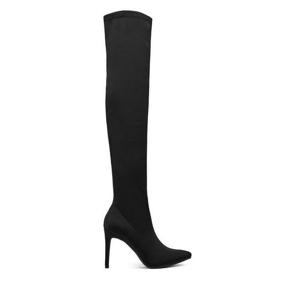 Kozaki DeeZee. Czarne kozaki damskie DeeZee, bez obcasa, na szpilce. Za 169.99 zł.