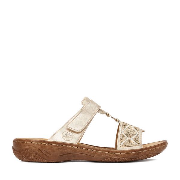 Klapki Rieker. Żółte klapki damskie Rieker, bez wzorów, bez obcasa. Za 289.99 zł.