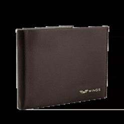 WINGS Męski portfel ze skóry naturalnej koziej z odchylaną klapką Brown. Brązowe portfele męskie Wings, bez wzorów, z materiału. Za 67.90 zł.