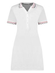 Geographical Norway Sukienka polo "Jamaela" w kolorze białym rozmiar: M. Białe sukienki damskie Geographical Norway, m, bez wzorów, bez kołnierzyka, bez ramiączek, mini. Za 91.99 zł.