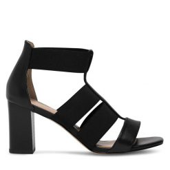 Sandały Lasocki. Czarne sandały damskie Lasocki, bez wzorów, bez obcasa, na słupku. Za 229.99 zł.