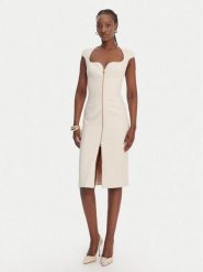 Elisabetta Franchi Sukienka koktajlowa AB-900-61E2-V430 Écru Regular Fit. Sukienki damskie Elisabetta Franchi, bez wzorów, z syntetyku, wizytowe, bez kołnierzyka, bez ramiączek. Za 1,829.00 zł.