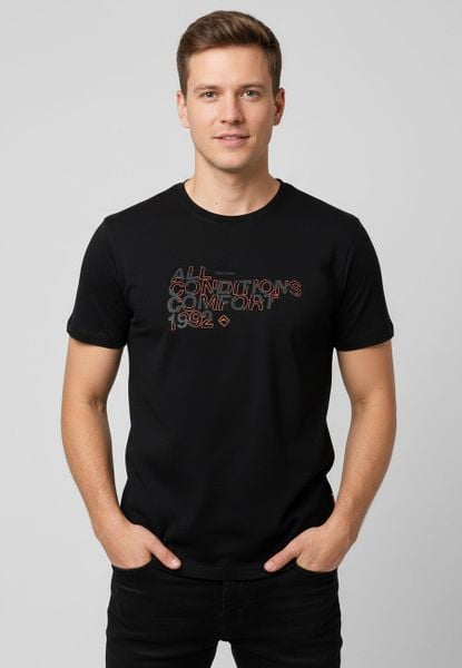 Bawełniany t-shirt T-TON. Czarne t-shirty męskie Volcano, l, bez wzorów, z bawełny, bez kołnierzyka. Za 59.99 zł.
