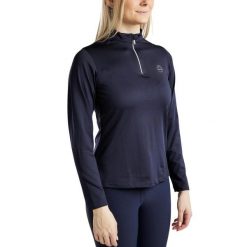 Dziewczęca koszulka jeździecka z długim rękawem Montar Everly. Niebieskie koszulki dziewczęce MONTAR, m, bez wzorów, bez ramiączek. Za 199.00 zł.