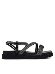 Patrizia Pepe Sandały PPJ401.01 Czarny. Czarne sandały damskie Patrizia Pepe, bez wzorów, z syntetyku, bez obcasa, na płaskiej podeszwie. Za 489.99 zł.