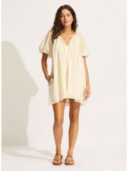 Seafolly Sukienka w kolorze kremowym rozmiar: S. Białe sukienki damskie Seafolly, s, bez wzorów, z bawełny, bez kołnierzyka, bez ramiączek, mini. Za 149.31 zł.
