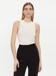 Calvin Klein Top K20K206506 Biały Slim Fit. Białe topy damskie CALVIN KLEIN, xs, bez wzorów, z wiskozy, bez kołnierzyka. Za 699.99 zł.