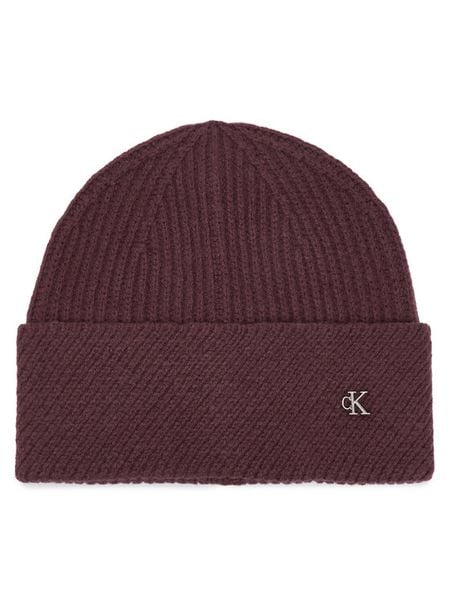 Calvin Klein Czapka LV04F8118G Bordowy. Czerwone czapki zimowe damskie CALVIN KLEIN, z wełny. Za 169.99 zł.