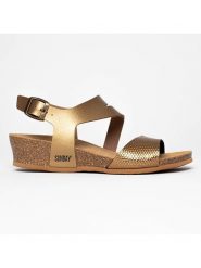 Sunbay Sandały "Cresta" w kolorze złotym koturnie rozmiar: 36. Żółte sandały damskie Sunbay, bez wzorów, z materiału, bez obcasa, na koturnie. Za 157.32 zł.