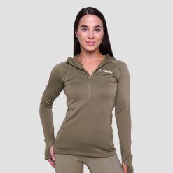 Bluza damska do biegania z zamkiem vetiver Pulse 1/2 Zip. Zielone bluzy z kapturem damskie GYMBEAM, s, z elastanu. Za 127.90 zł.