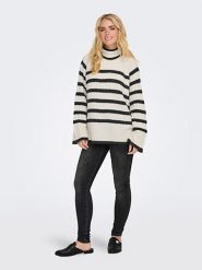 JDY Sweter w kolorze kremowo-antracytowym rozmiar: XL/XXL. Brązowe golfy damskie JDY, xl, bez wzorów, z wełny, bez ramiączek. Za 66.00 zł.
