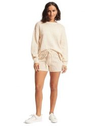 Seafolly Sweter w kolorze beżowym rozmiar: L. Brązowe swetry klasyczne damskie Seafolly, l, z bawełny, bez kołnierzyka. Za 136.13 zł.