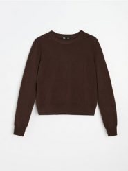 Jednolity sweter z wełną - dark grey jeans. Szare swetry klasyczne damskie Sinsay, l, z jeansu, bez kołnierzyka. Za 79.99 zł.