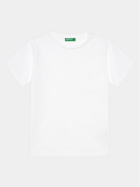United Colors Of Benetton T-Shirt 3D56C10HX Biały Regular Fit. Białe t-shirty chłopięce United Colors Of Benetton, bez wzorów, z bawełny, bez ramiączek. Za 59.99 zł.
