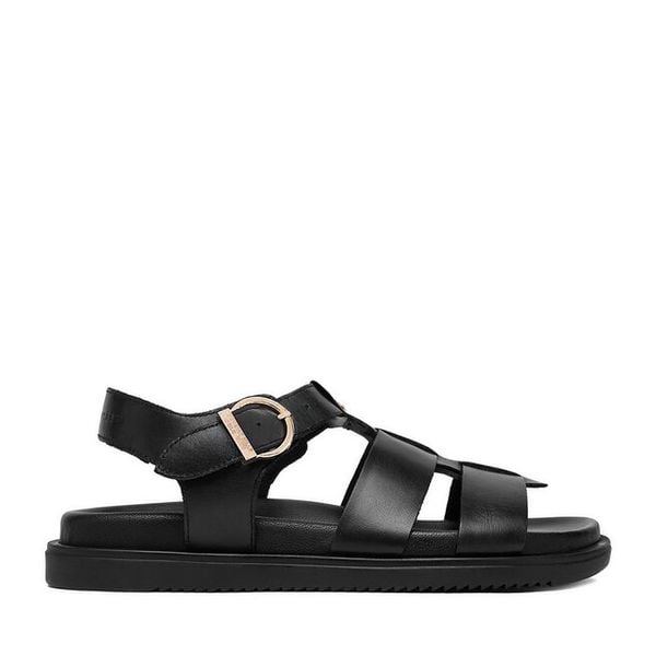 Sandały Beverly Hills Polo Club. Czarne sandały damskie Beverly Hills Polo Club, bez wzorów, bez obcasa, na płaskiej podeszwie. Za 369.99 zł.