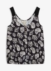 Top z mieszanki wiskozy. Czarne topy damskie bonprix, bez wzorów, z wiskozy, bez kołnierzyka. Za 37.99 zł.