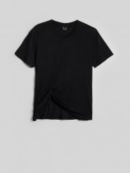 4F T-shirt regular z marszczeniem i modalem damski - czarny S. Czarne t-shirty damskie 4f, s, bez wzorów, z materiału, bez kołnierzyka. Za 89.99 zł.