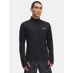Bluza do biegania męska Under Armour Launch 1/4 Zip. Czarne bluzy bez kaptura męskie Under Armour, bez wzorów, sportowe, bez kołnierzyka, bez ramiączek. Za 203.99 zł.