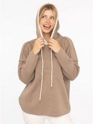 Zwillingsherz Bluza "Positive Mind" w kolorze szarobrązowym rozmiar: S/M. Brązowe bluzy z kapturem damskie Zwillingsherz, m. Za 148.33 zł.