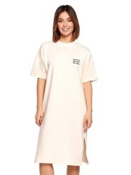 Be Wear Sukienka w kolorze kremowym rozmiar: M. Brązowe sukienki damskie Be Wear, m, bez wzorów, bez kołnierzyka, bez ramiączek, midi. Za 132.05 zł.