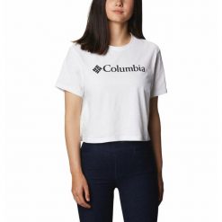Koszulka Damska Columbia North Cascades Cropped T-Shirt. Białe bluzki damskie Columbia, xs, bez wzorów, sportowe, bez kołnierzyka, bez ramiączek. Za 59.99 zł.