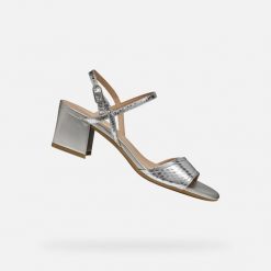 Sandały GEOX D NEW ERAKLIA 50 Srebrny. Szare sandały damskie Geox, bez wzorów, ze skóry, bez obcasa. Za 434.99 zł.