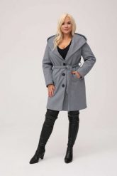 Elegancki płaszcz Selena w jodełkę z kapturem i paskiem XXL OVERSIZE JESIEŃ. Brązowe płaszcze damskie Moda Size Plus Iwanek, na jesień, s, z aplikacjami, z poliesteru, eleganckie. Za 529.90 zł.