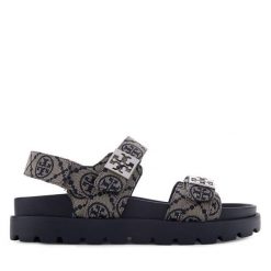 Sandały Tory Burch. Niebieskie sandały damskie Tory Burch, bez wzorów, bez obcasa, na płaskiej podeszwie. Za 1,644.00 zł.