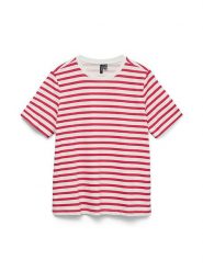 Vero Moda Koszulka w kolorze biało-czerwonym rozmiar: XL. Białe bluzki damskie Vero Moda, xl, bez wzorów, z bawełny, bez kołnierzyka. Za 57.06 zł.