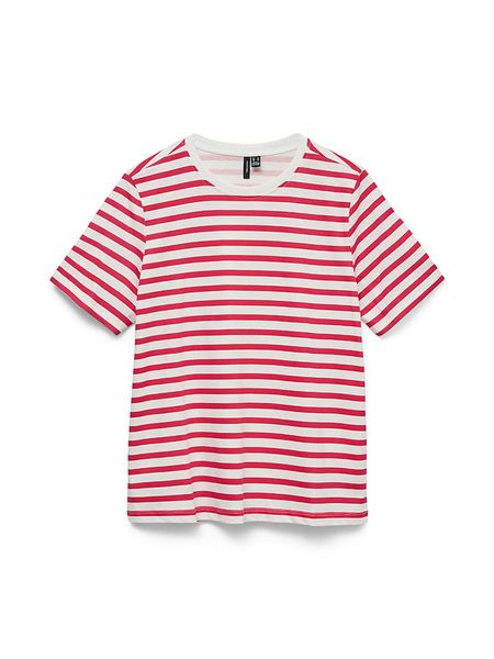 Vero Moda Koszulka w kolorze biało-czerwonym rozmiar: XL. Białe bluzki damskie Vero Moda, xl, bez wzorów, z bawełny, bez kołnierzyka. Za 57.06 zł.