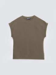 Koszulka damska z podwijanym rękawem khaki Adela 303. Zielone t-shirty damskie Big Star, l, bez wzorów, z dzianiny, bez kołnierzyka. Za 99.99 zł.