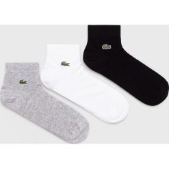 Lacoste - Skarpety (3-pack). Białe skarpetki męskie Lacoste, bez wzorów, z bawełny. W wyprzedaży za 49.90 zł.